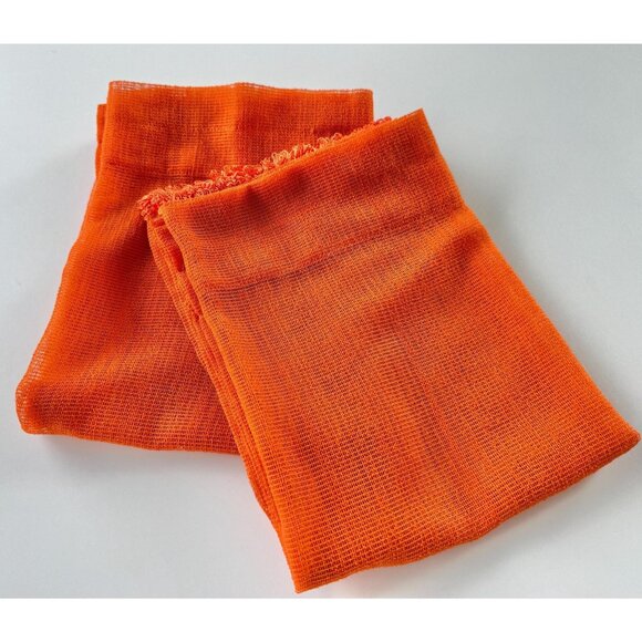 Vintage 70s cafe curtains, pumpkin orange, set of 2 panels and 1 valance - Picture 7 of 8